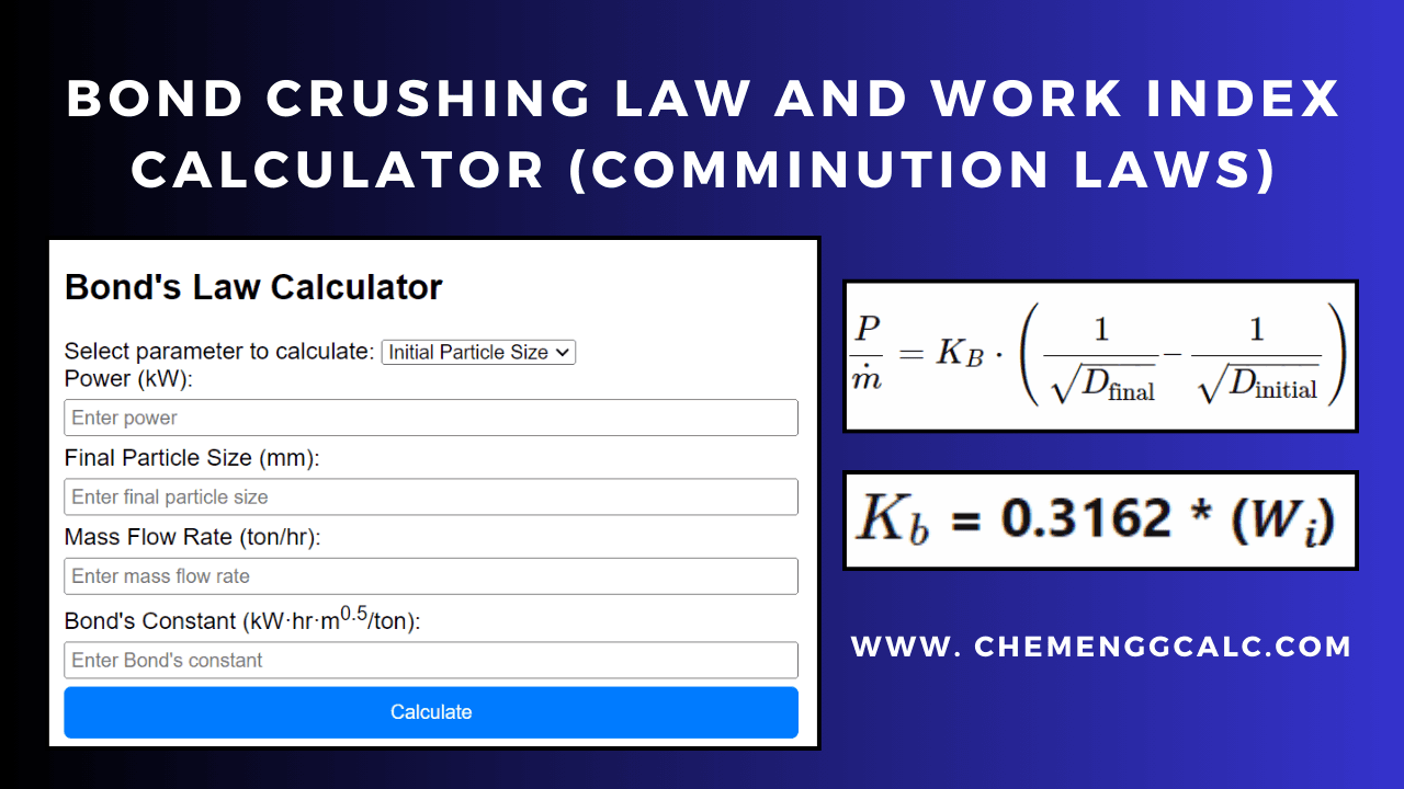 Bond Crushing Law and Work Index Calculator (Comminution Laws ...