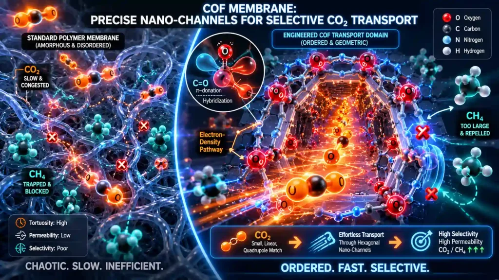 COFs Membrane precise nano channels for selective CO2 transport