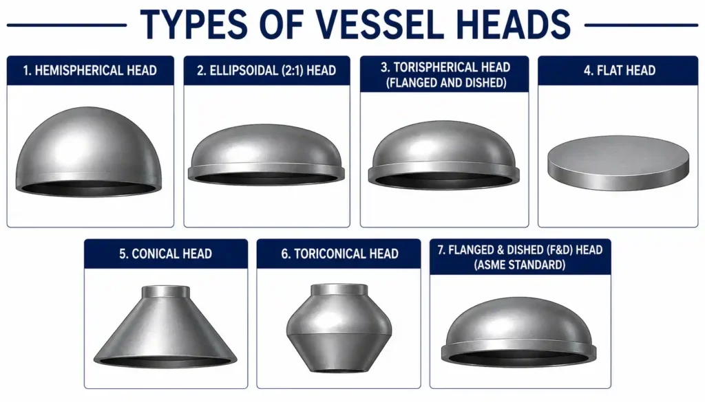 vessel head types for surface and volume calculation
