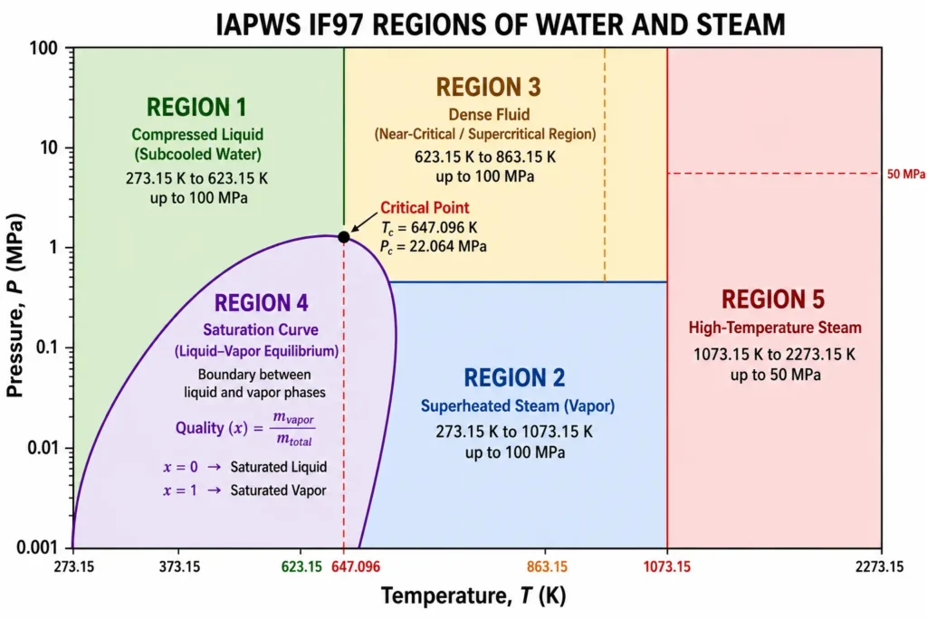 water steam table region based on IAPWS IF95